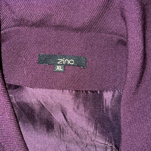 Zinc Womans Jacket Size XLarge Eggplant Purple Pea Coat Style Pockets 3/4 Sl - Picture 5 of 9